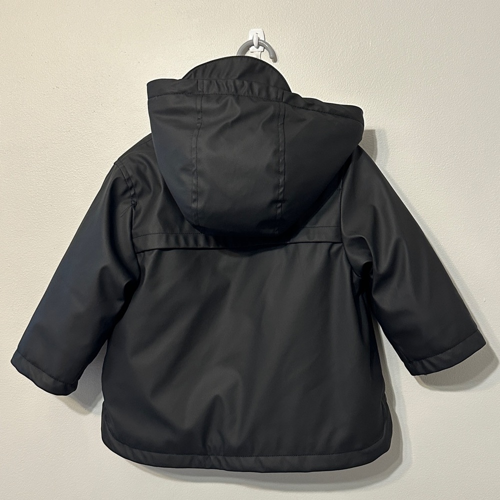 NWOT ZARA girls black water repellent lined raincoat in size 2-3 Y - Picture 5 of 5